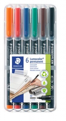 Alkoholos marker készlet, OHP, 1 mm, STAEDTLER "Lumocolor® 317 M", 6 különböző szín